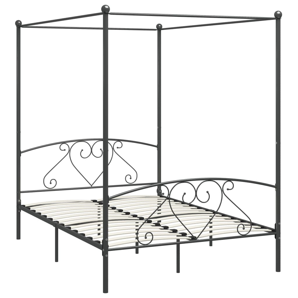 Cadre de lit à baldaquin sans matelas gris métal 140x200 cm - XIOS