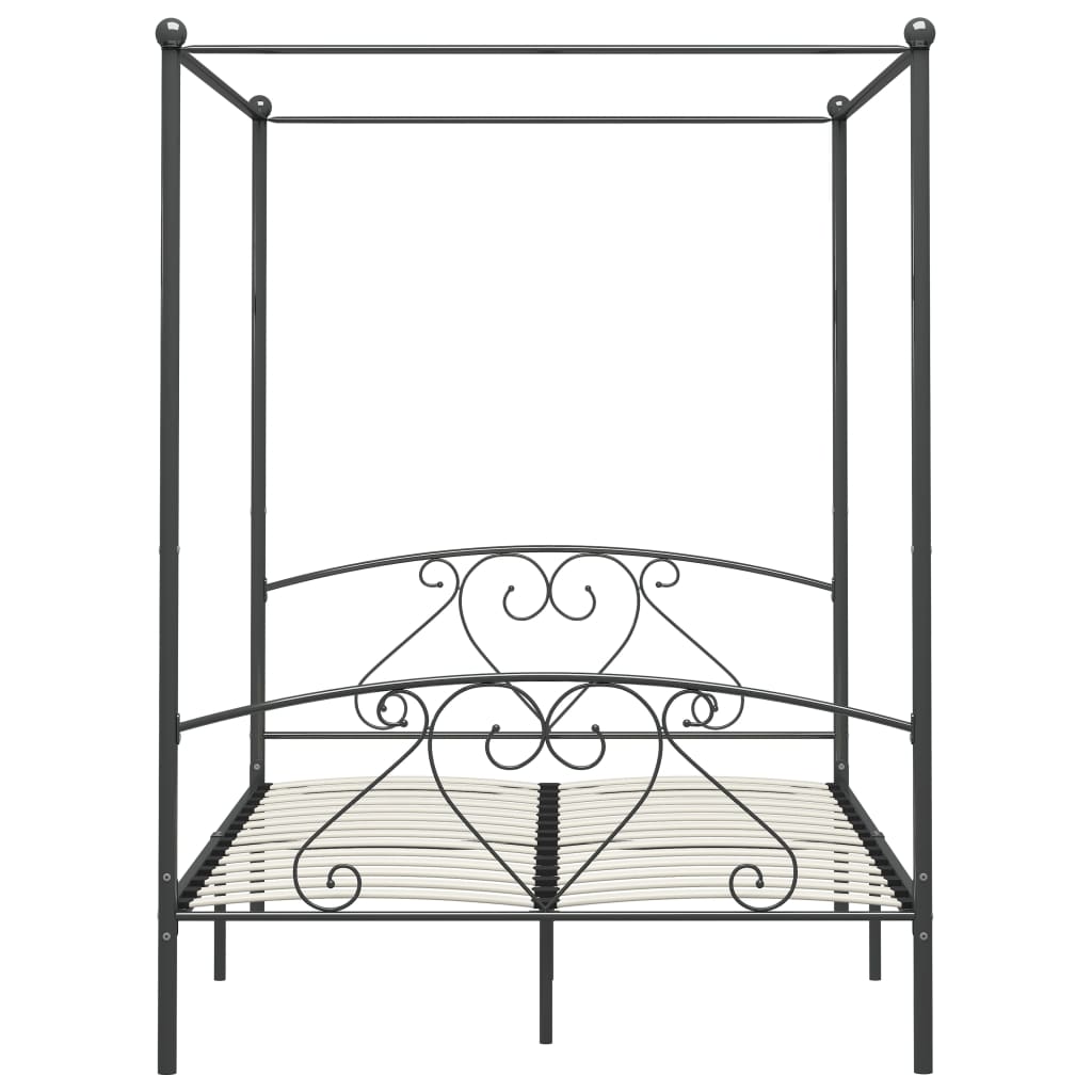 Cadre de lit à baldaquin sans matelas gris métal 140x200 cm - XIOS