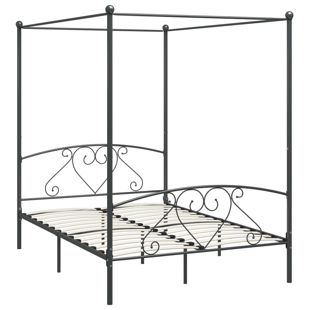 Cadre de lit à baldaquin sans matelas gris métal 160x200 cm - XIOS