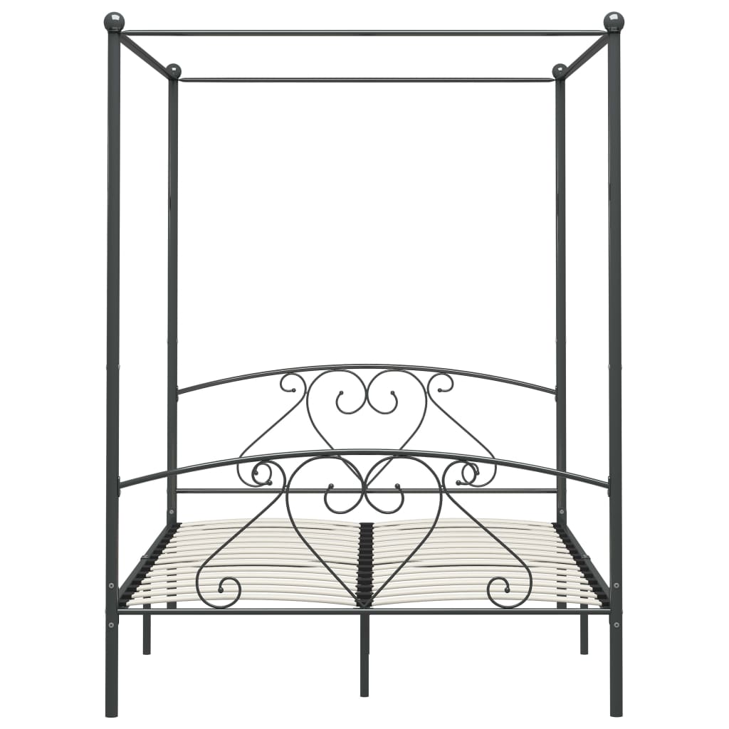 Cadre de lit à baldaquin sans matelas gris métal 160x200 cm - XIOS