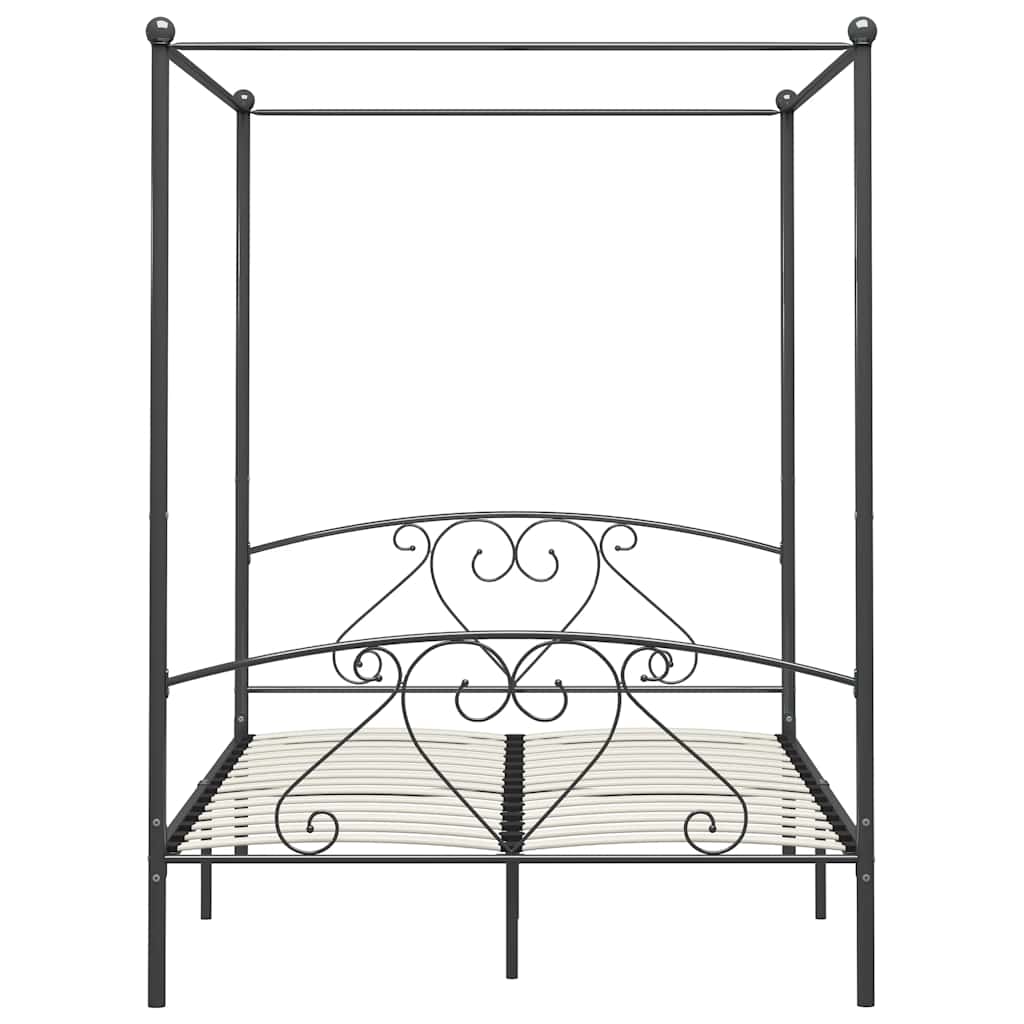 Cadre de lit à baldaquin sans matelas gris métal 160x200 cm
