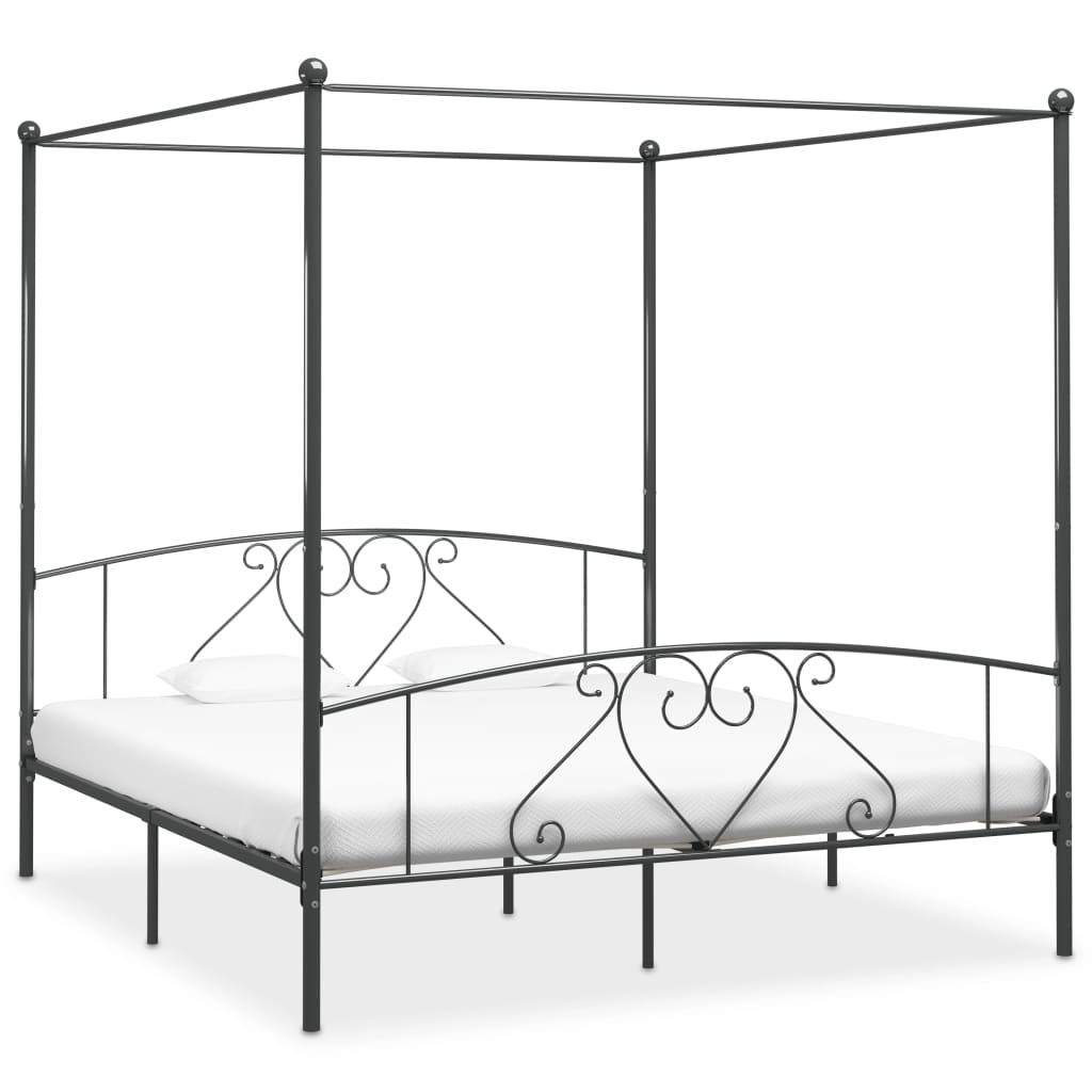 Cadre de lit à baldaquin sans matelas gris métal 180x200 cm - XIOS
