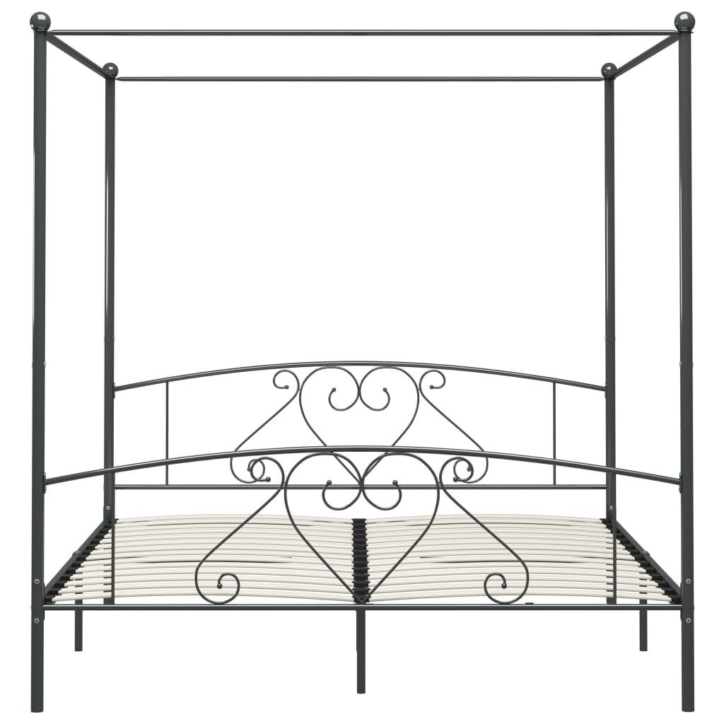 Cadre de lit à baldaquin sans matelas gris métal 180x200 cm - XIOS