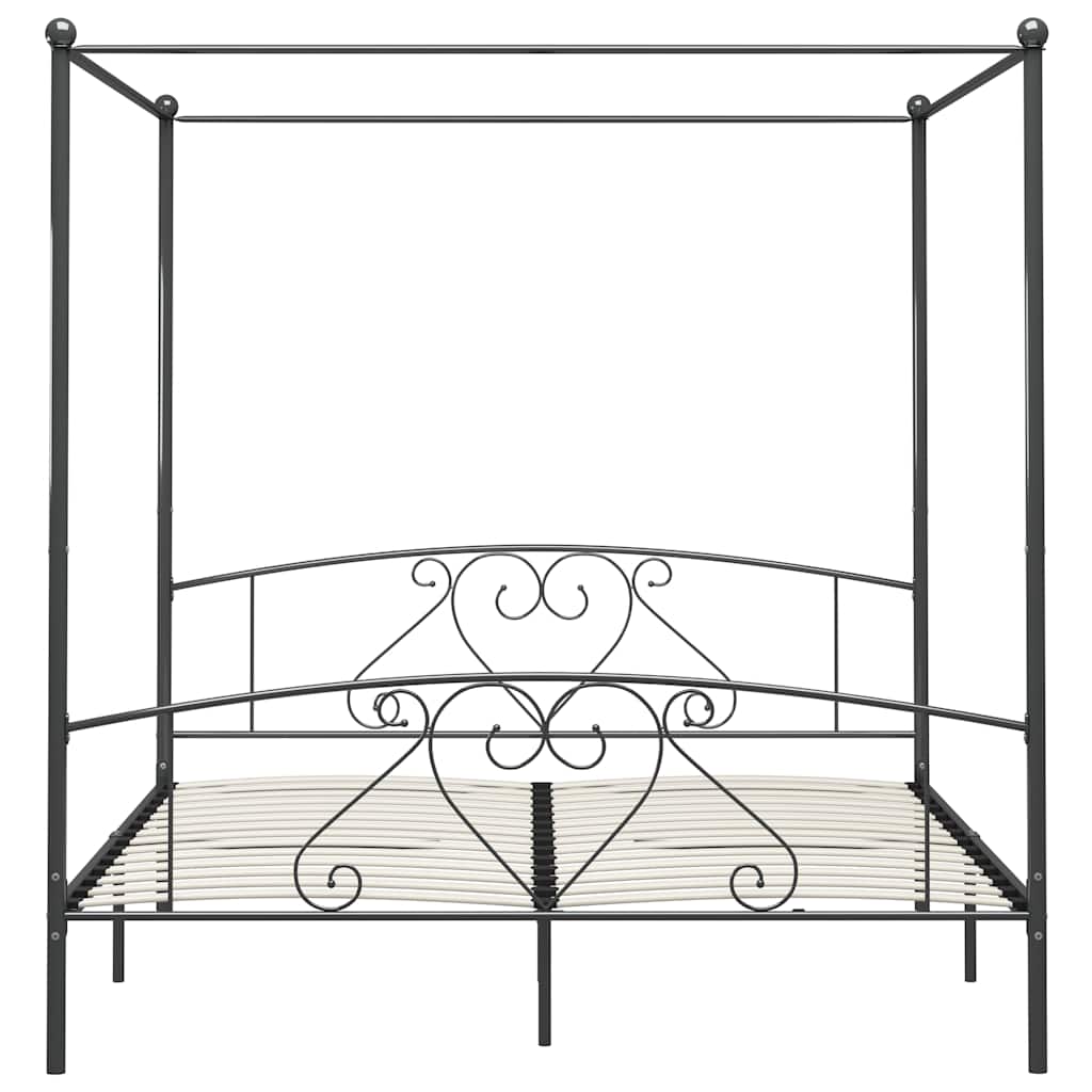 Cadre de lit à baldaquin sans matelas gris métal 200x200 cm