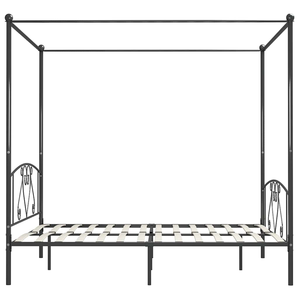 Cadre de lit à baldaquin sans matelas gris métal 200x200 cm