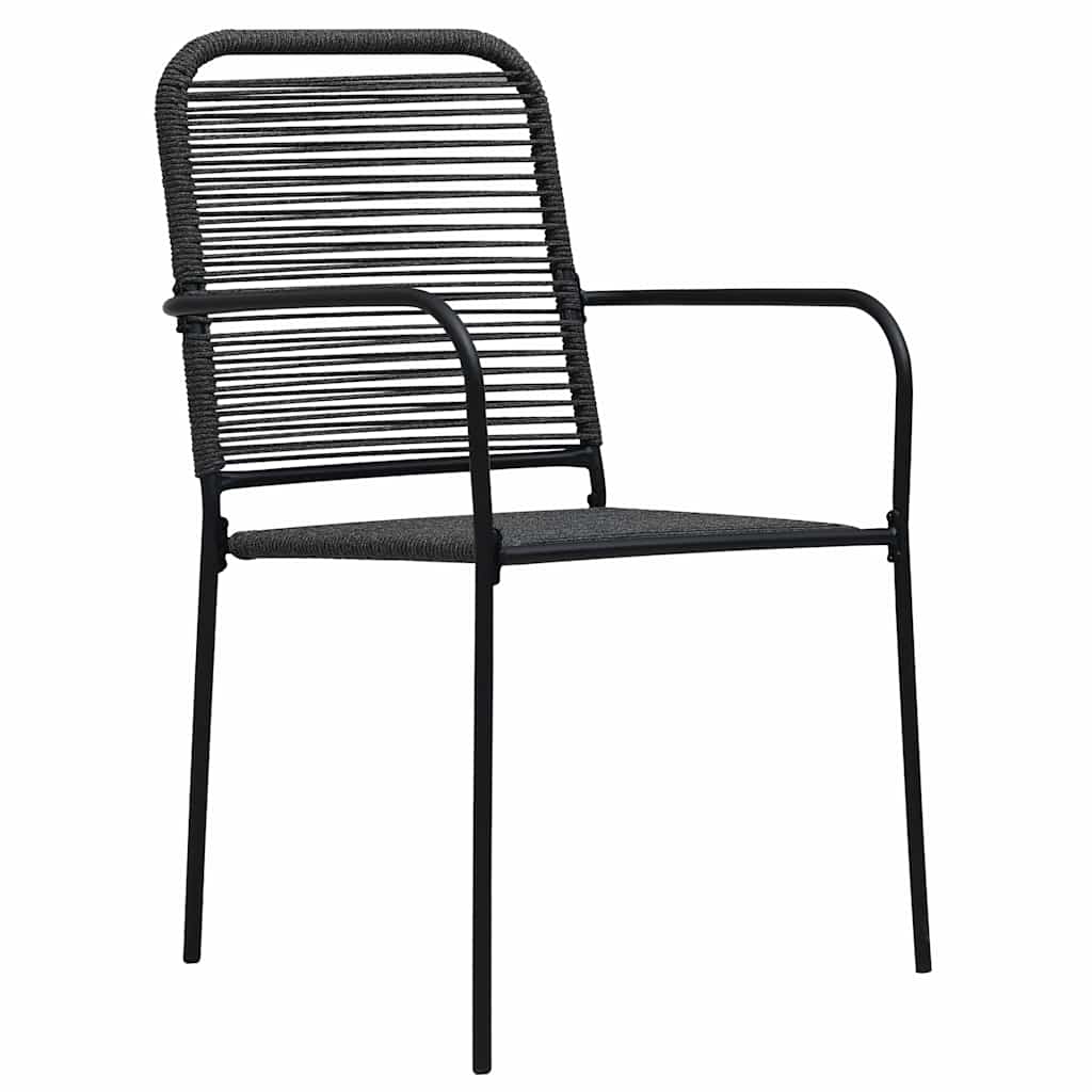 Mobilier à dîner d'extérieur 7 pcs Corde en coton et acier Noir - XIOS
