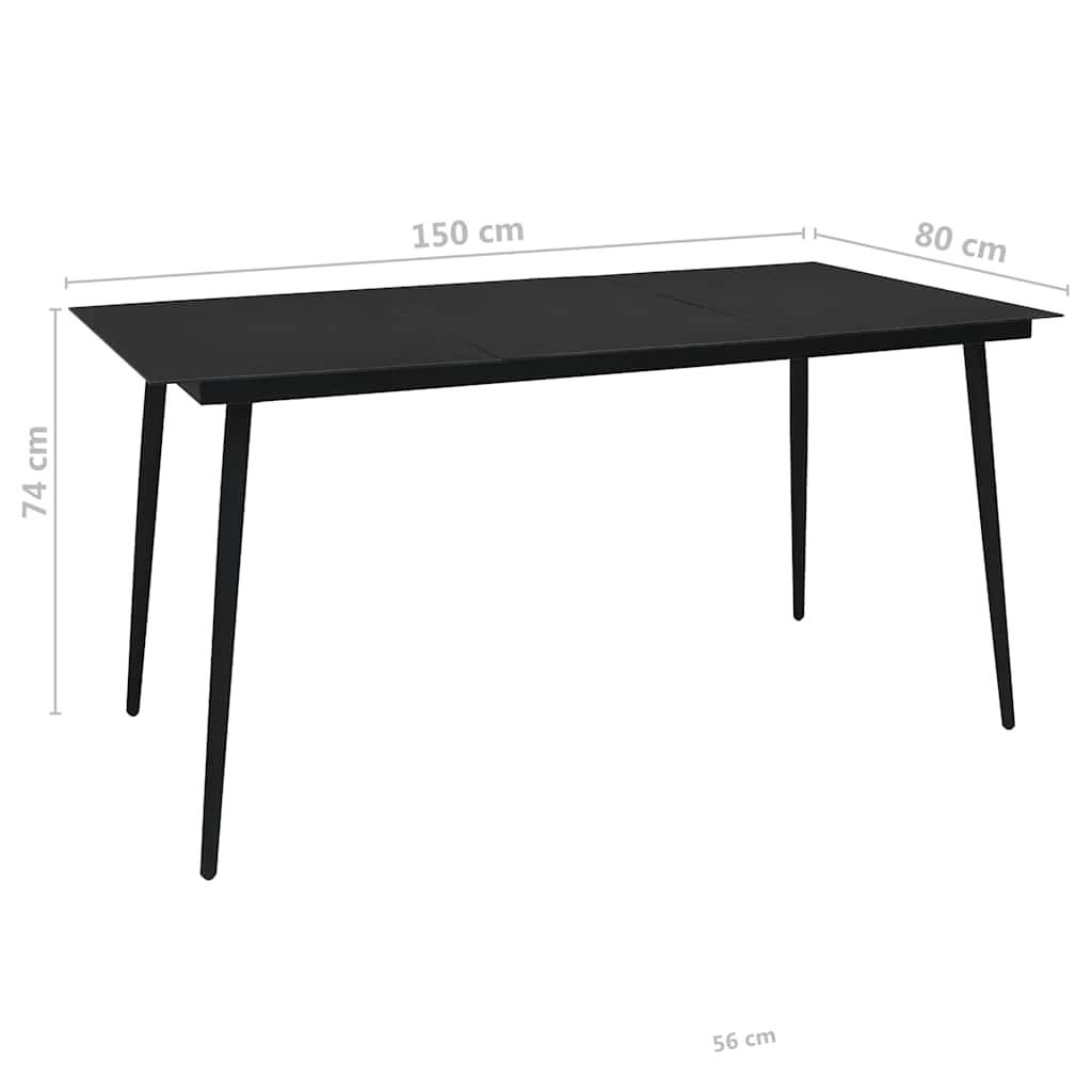 Mobilier à dîner d'extérieur 7 pcs Corde en coton et acier Noir - XIOS