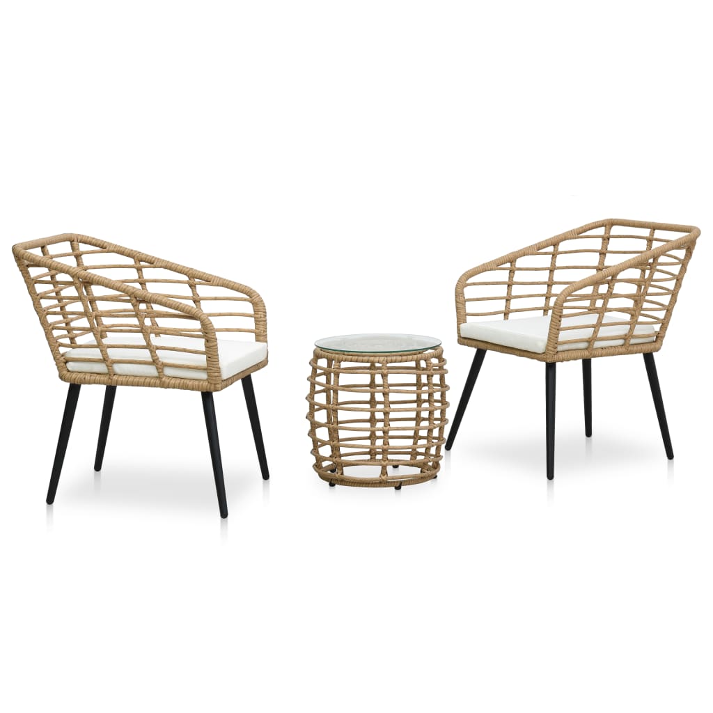 Ensemble de bistro 3 pcs Résine tressée Chêne - XIOS