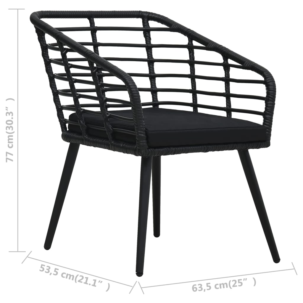 Ensemble de bistro 3 pcs Résine tressée Noir - XIOS