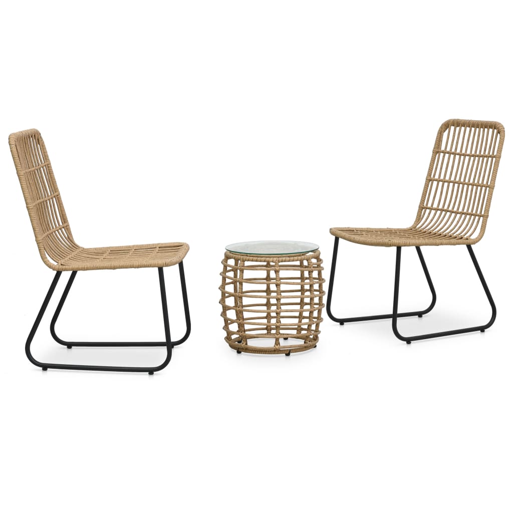 Ensemble de bistro 3 pcs Résine tressée Chêne - XIOS
