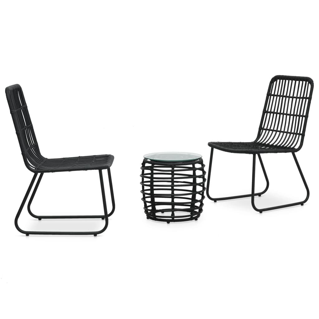 Ensemble de bistro 3 pcs Résine tressée Noir - XIOS