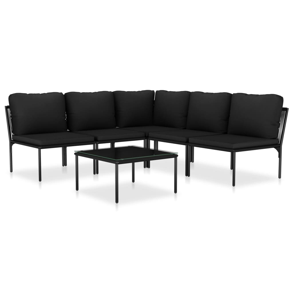 Salon de jardin 6 pcs avec coussins Noir PVC - XIOS