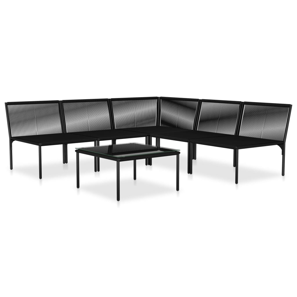 Salon de jardin 6 pcs avec coussins Noir PVC - XIOS