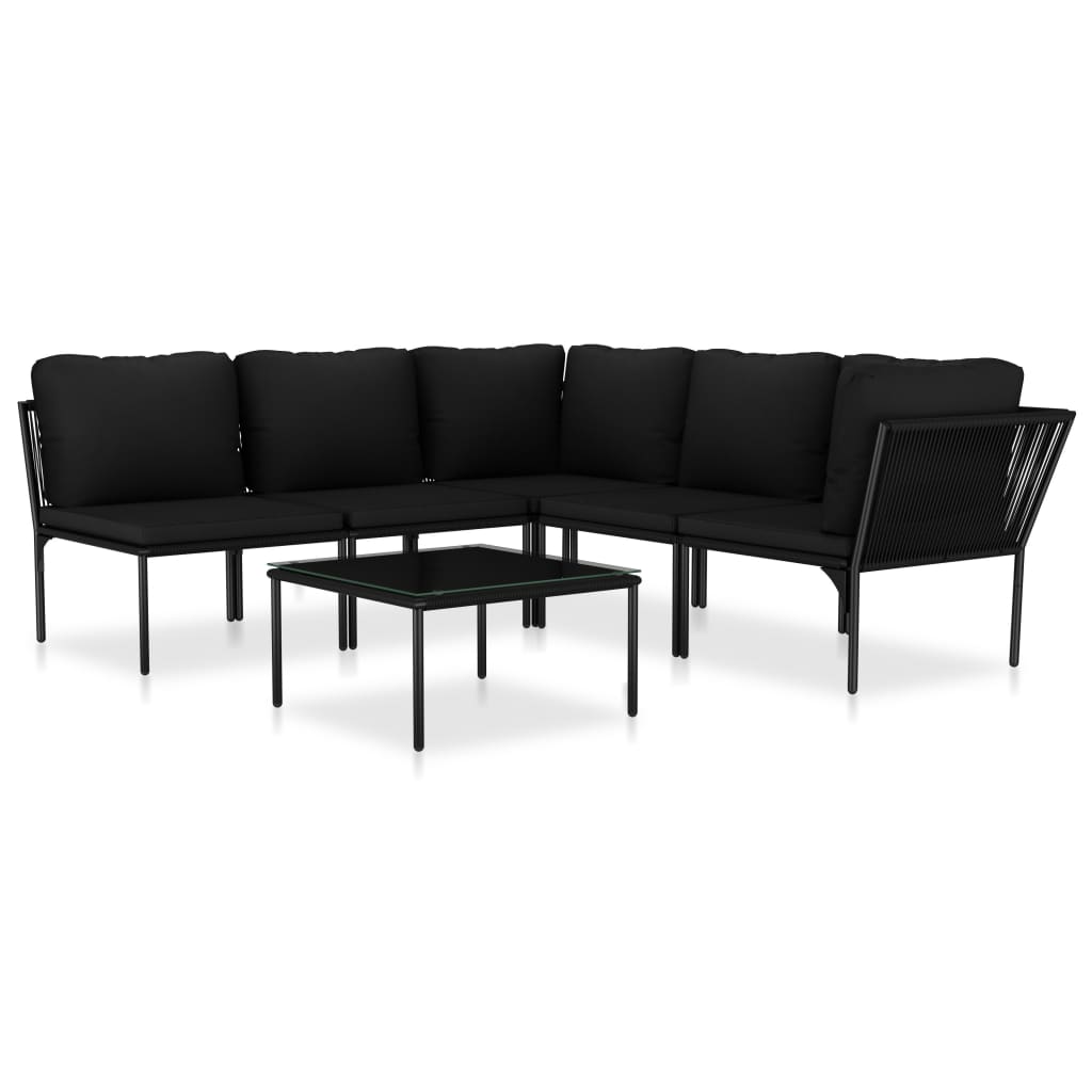 Salon de jardin 6 pcs avec coussins Noir PVC - XIOS