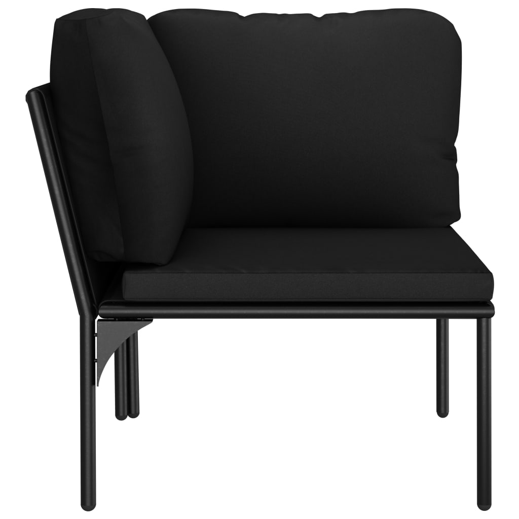 Salon de jardin 6 pcs avec coussins Noir PVC - XIOS