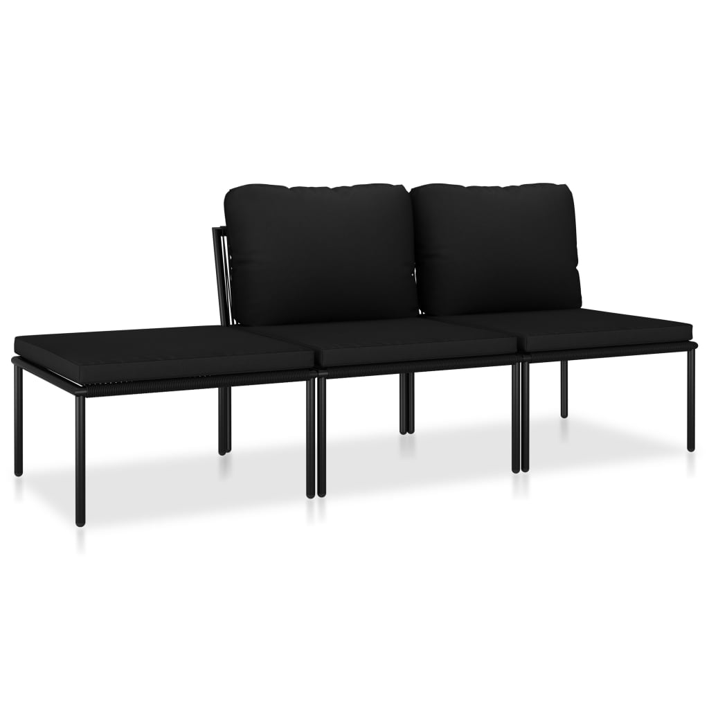 Salon de jardin 3 pcs avec coussins Noir PVC - XIOS