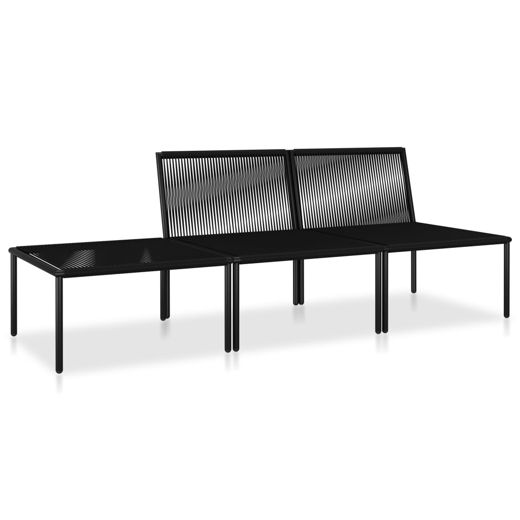 Salon de jardin 3 pcs avec coussins Noir PVC - XIOS