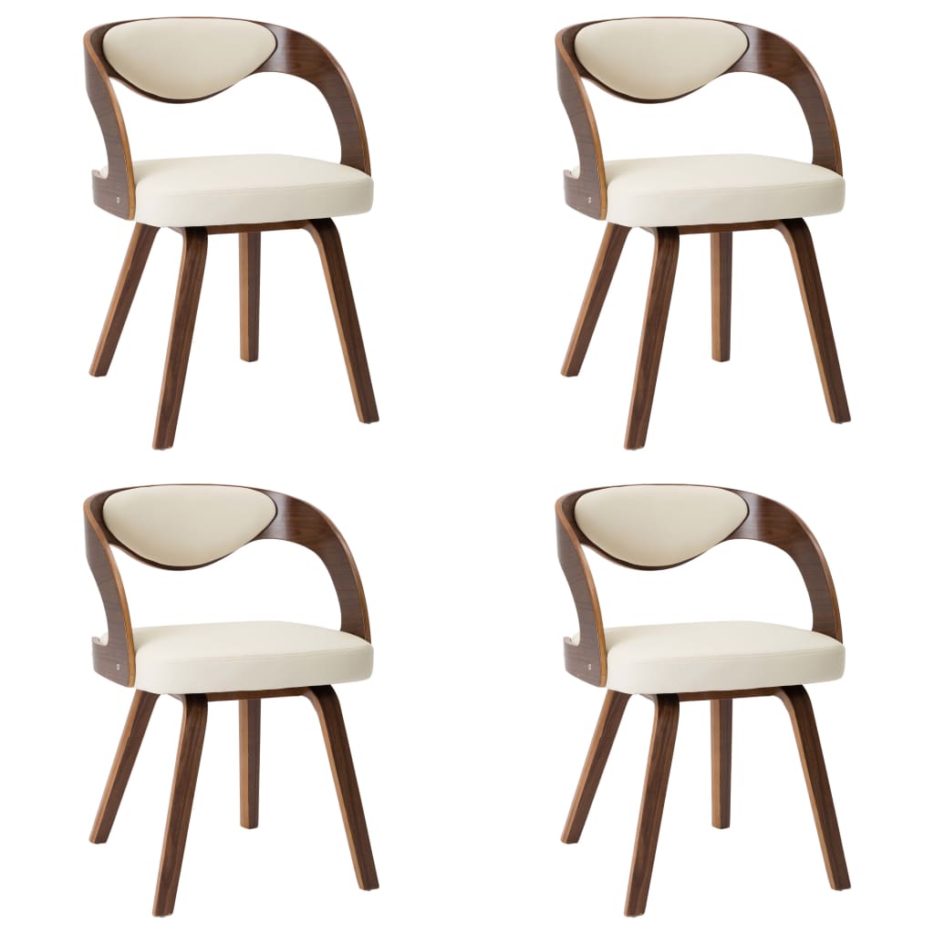 Chaises à manger lot de 4 crème bois courbé et similicuir - XIOS