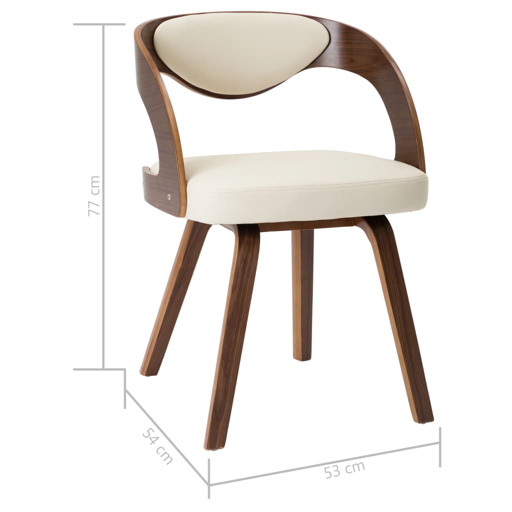 Chaises à manger lot de 4 crème bois courbé et similicuir - XIOS