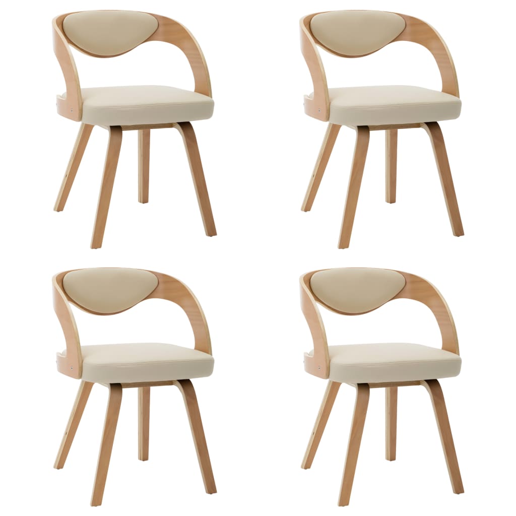 Chaises à manger lot de 4 crème bois courbé et similicuir - XIOS