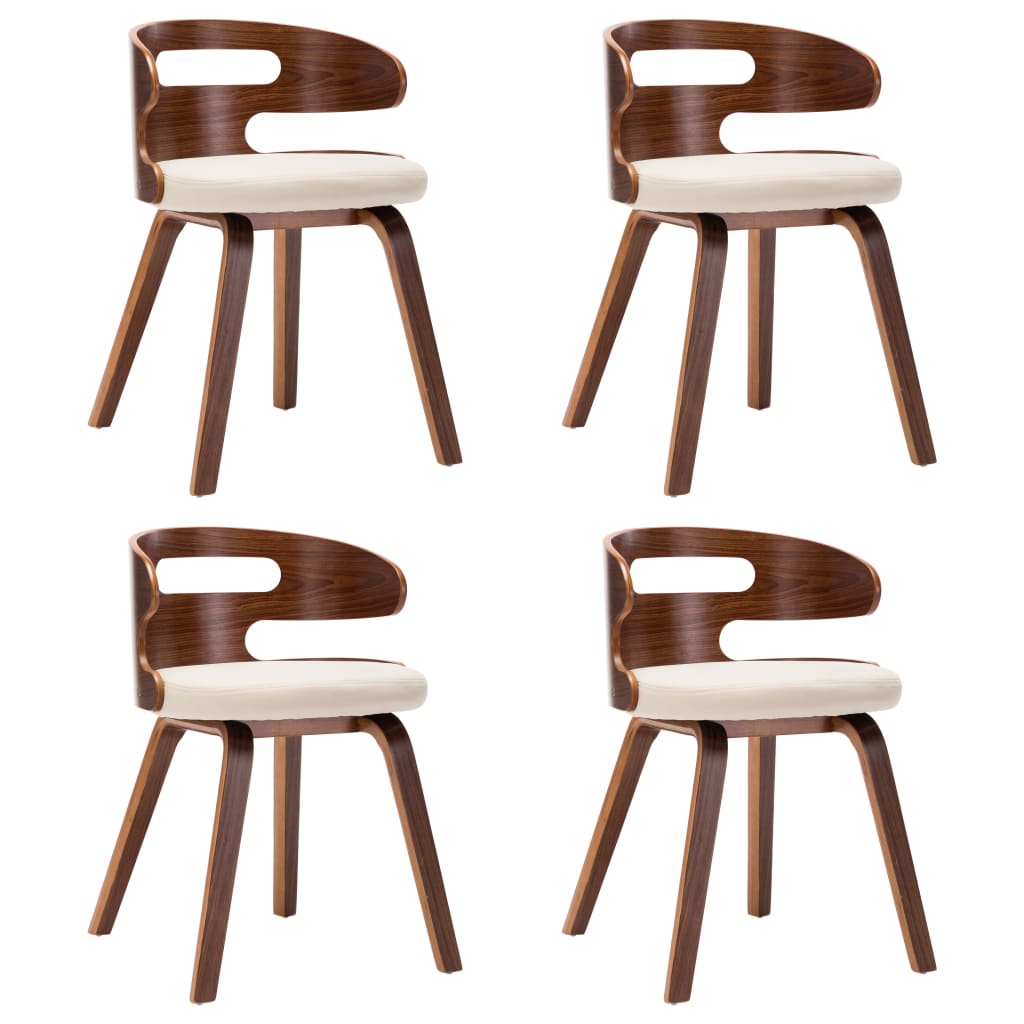 Chaises à manger lot de 4 crème bois courbé et similicuir - XIOS