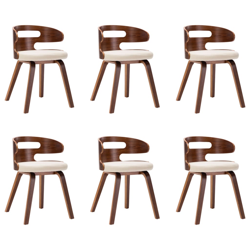 Chaises à manger lot de 6 crème bois courbé et similicuir - XIOS