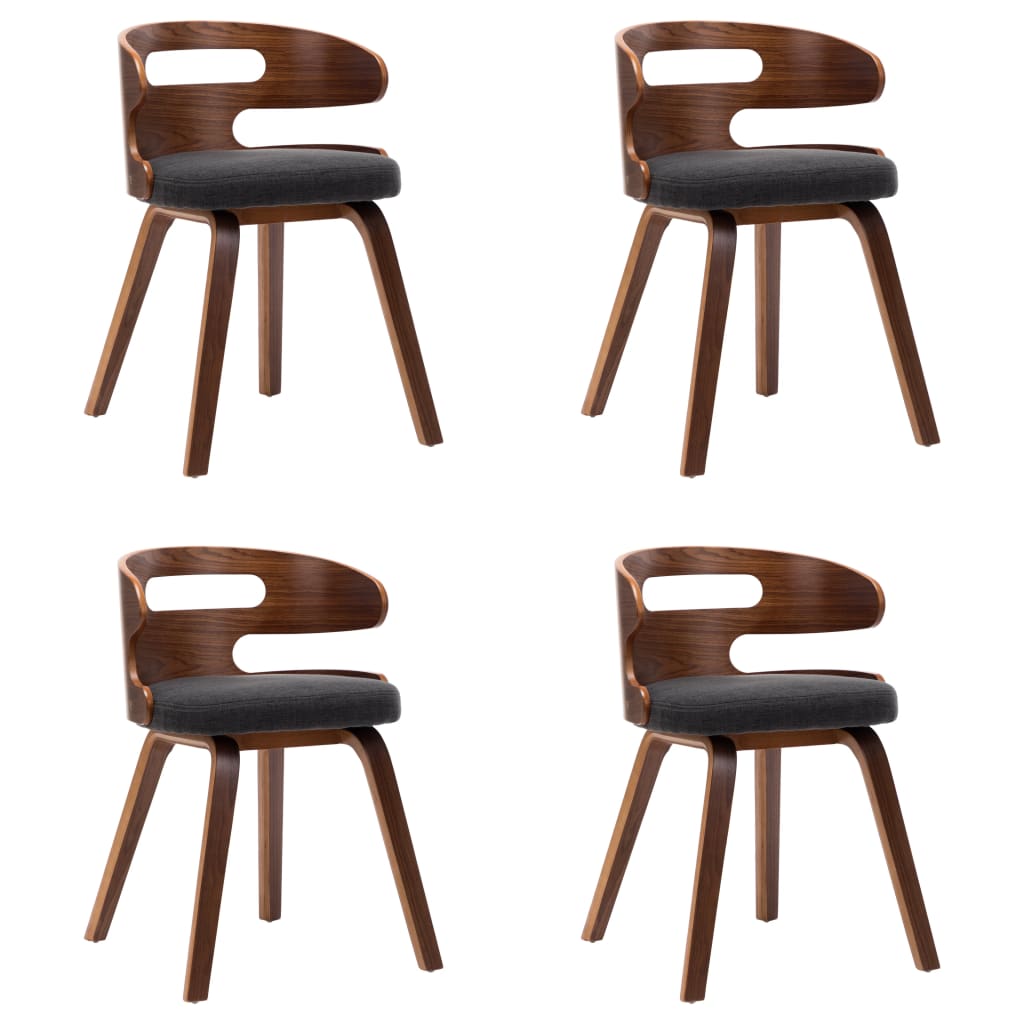 Chaises à manger lot de 4 gris foncé bois courbé et tissu - XIOS