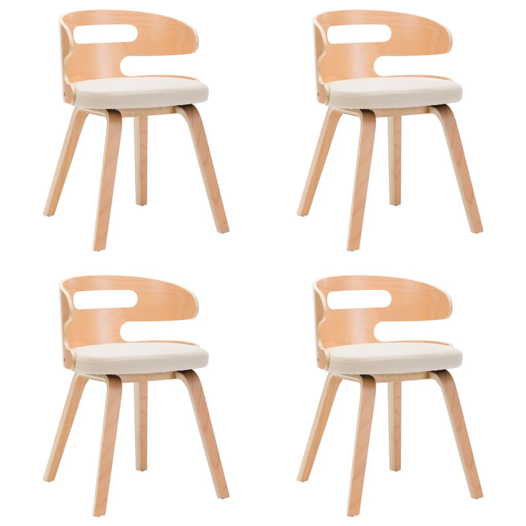 Chaises à manger lot de 4 crème bois courbé et similicuir - XIOS