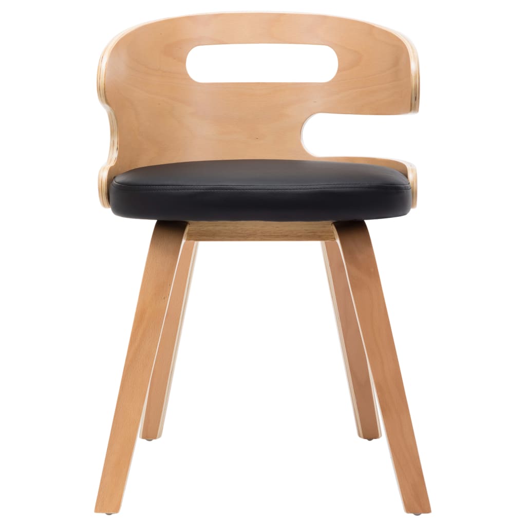 Chaises à manger lot de 4 noir bois courbé et similicuir - XIOS