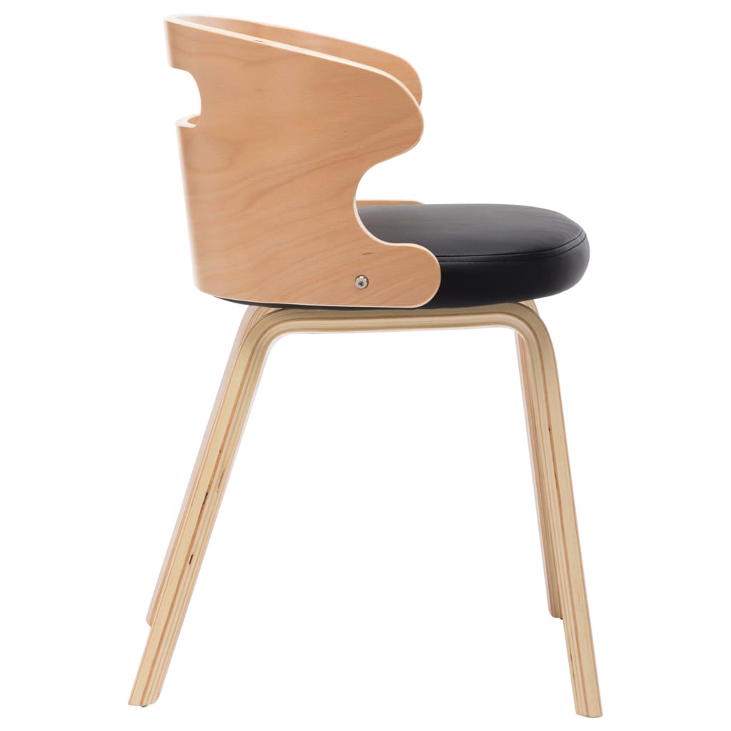 Chaises à manger lot de 4 noir bois courbé et similicuir - XIOS