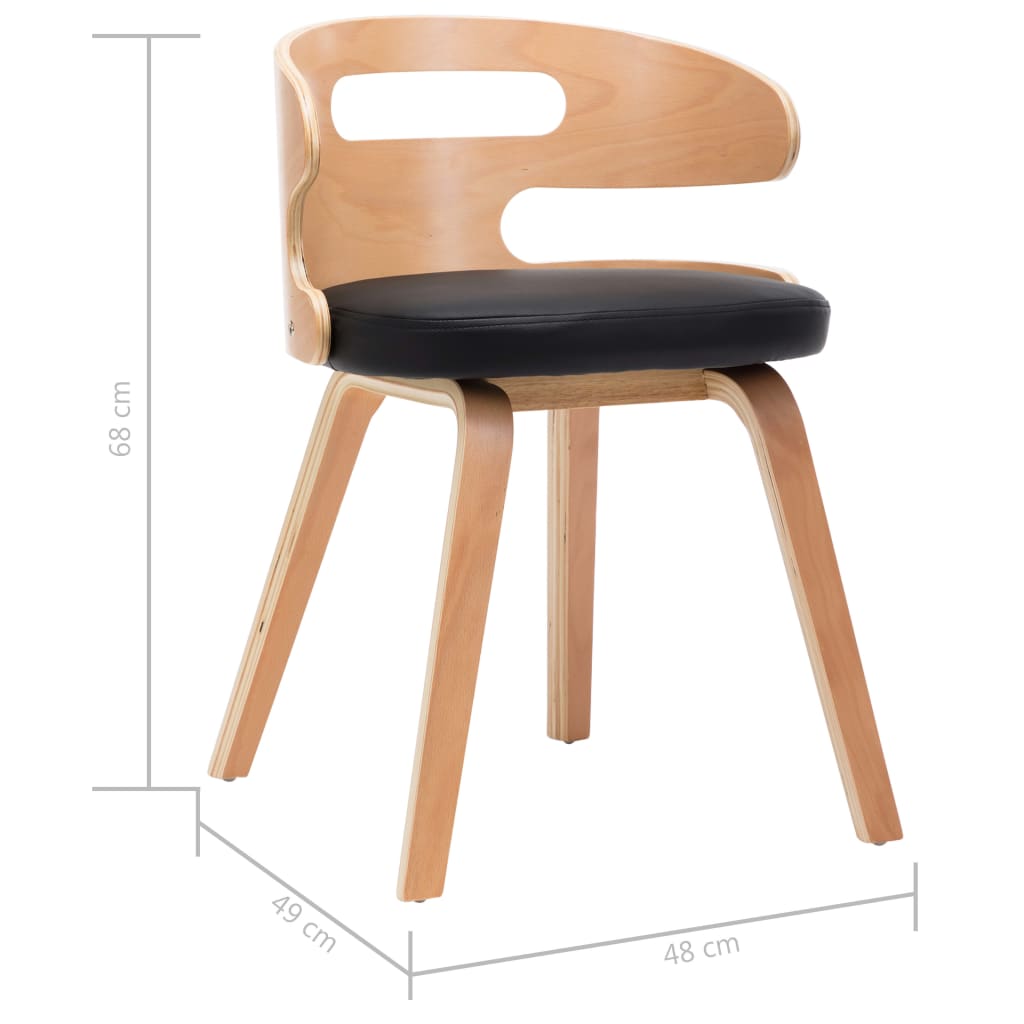 Chaises à manger lot de 4 noir bois courbé et similicuir - XIOS