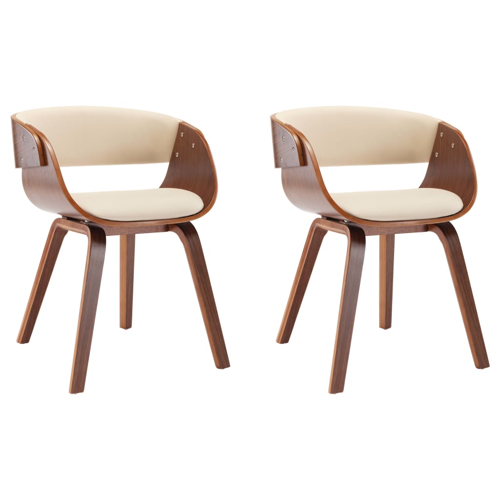 Chaises à manger lot de 2 crème bois courbé et similicuir - XIOS