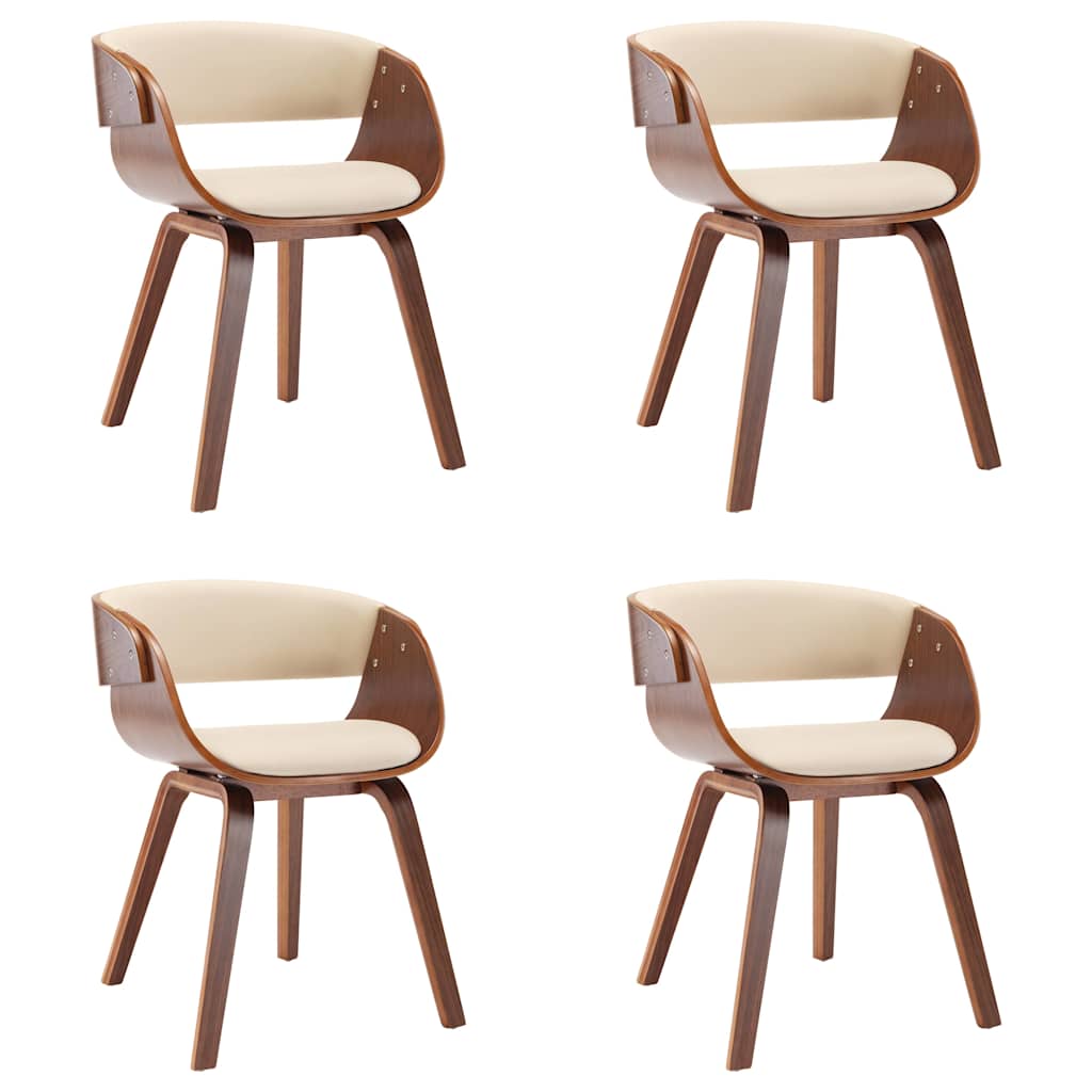 Chaises à manger lot de 4 crème bois courbé et similicuir
