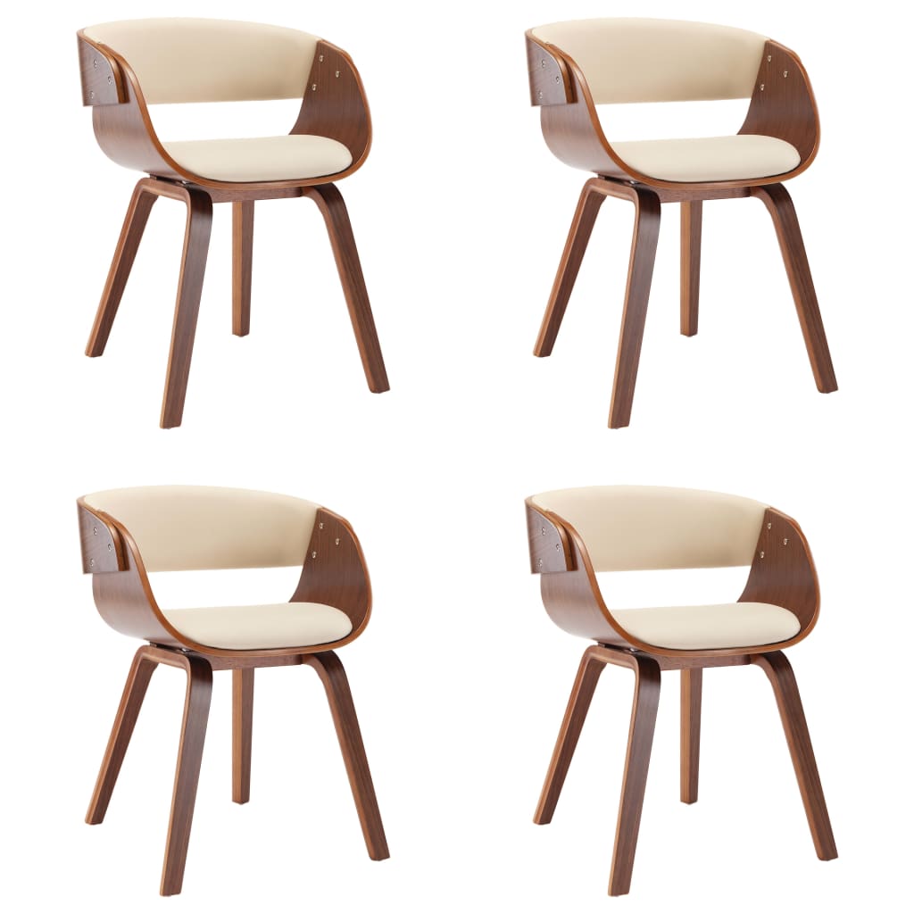 Chaises à manger lot de 4 crème bois courbé et similicuir - XIOS