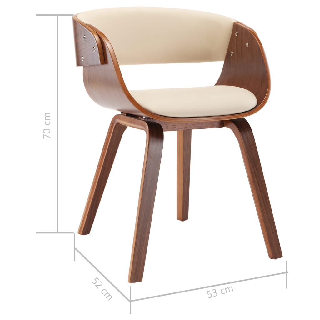Chaises à manger lot de 4 crème bois courbé et similicuir - XIOS