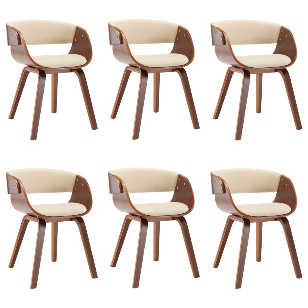 Chaises à manger lot de 6 crème bois courbé et similicuir - XIOS