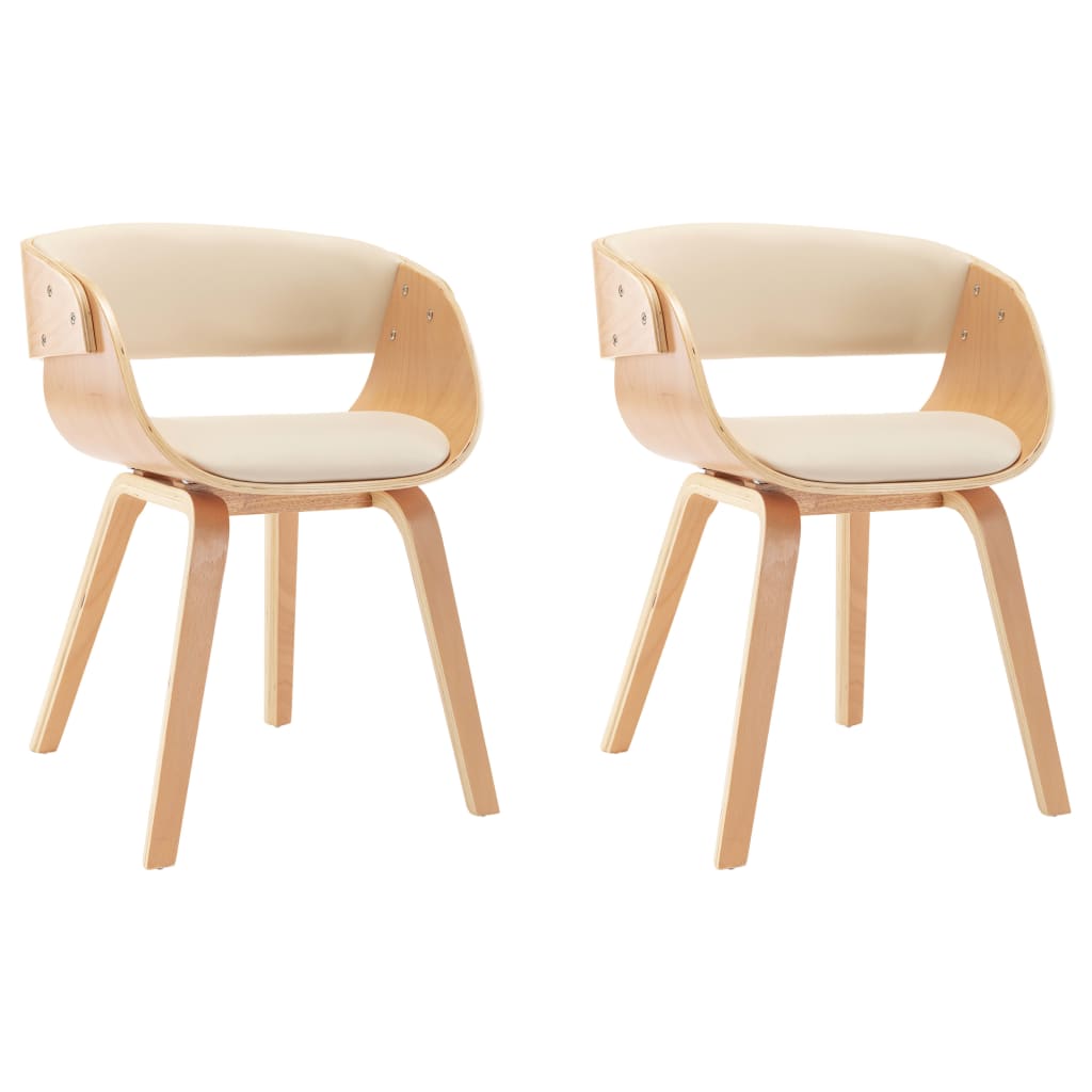 Chaises à manger lot de 2 crème bois courbé et similicuir - XIOS