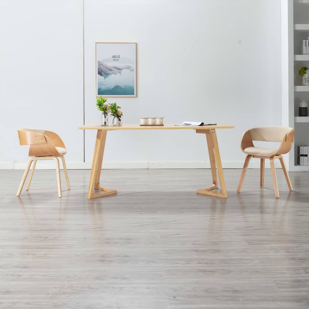 Chaises à manger lot de 2 crème bois courbé et similicuir - XIOS