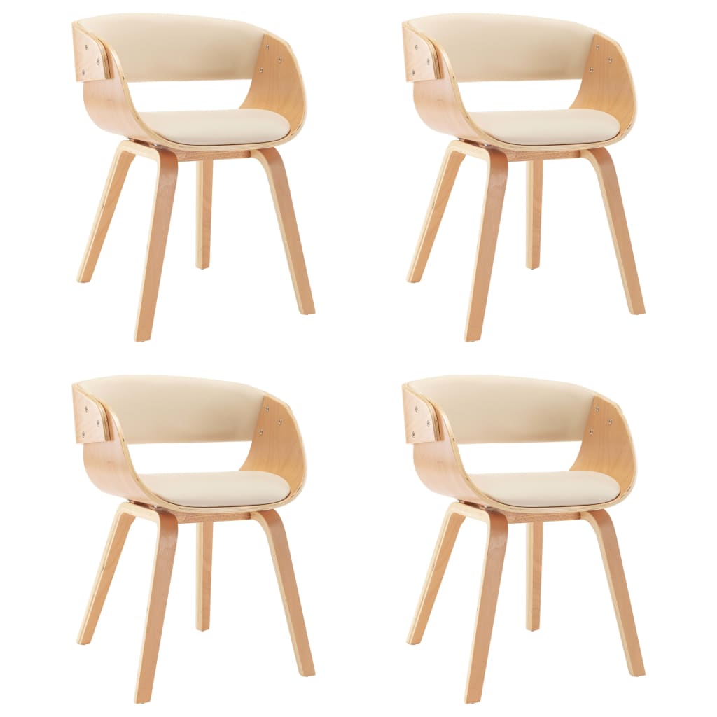 Chaises à manger lot de 4 crème bois courbé et similicuir - XIOS
