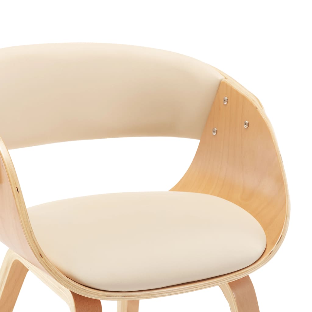 Chaises à manger lot de 4 crème bois courbé et similicuir - XIOS