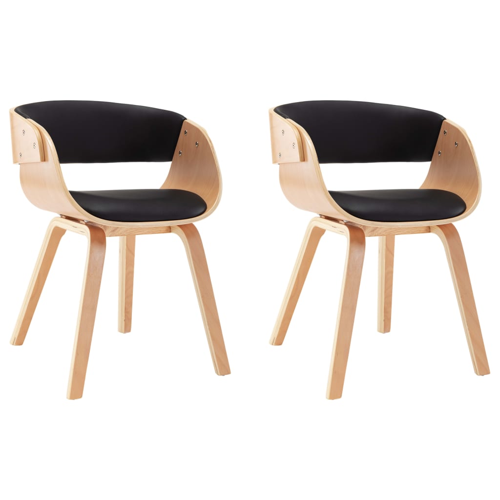 Chaises à manger lot de 2 noir bois courbé et similicuir - XIOS