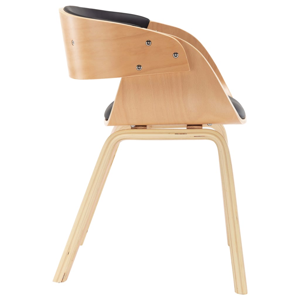 Chaises à manger lot de 2 noir bois courbé et similicuir - XIOS