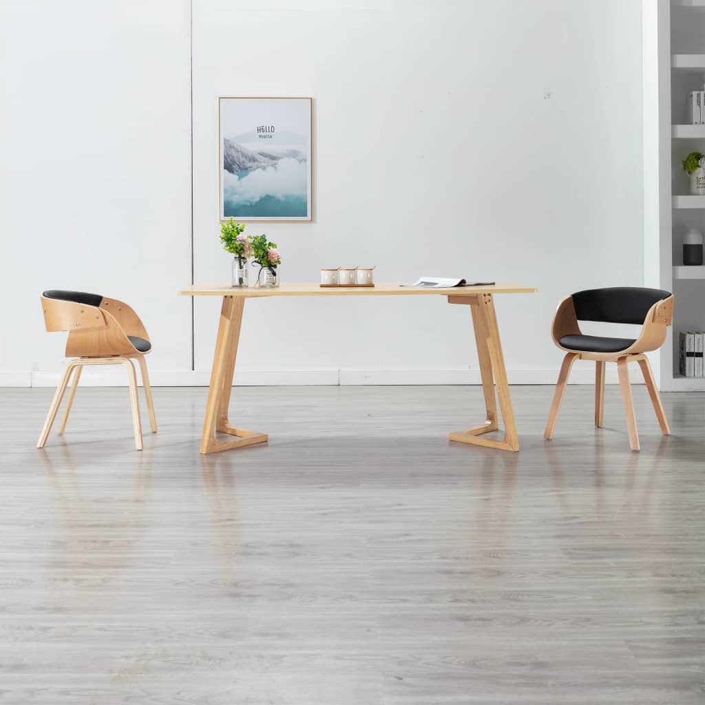 Chaises à manger lot de 2 noir bois courbé et similicuir - XIOS