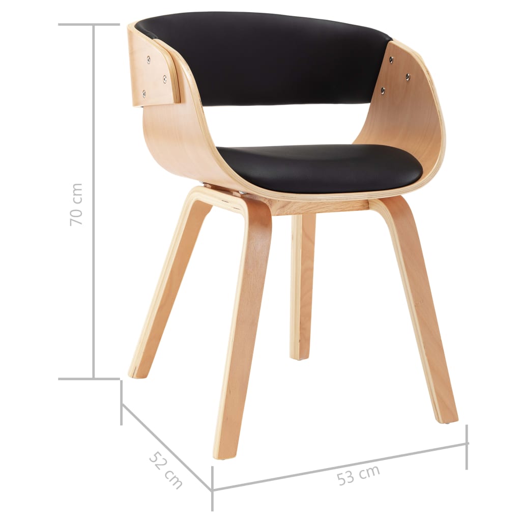 Chaises à manger lot de 4 noir bois courbé et similicuir - XIOS