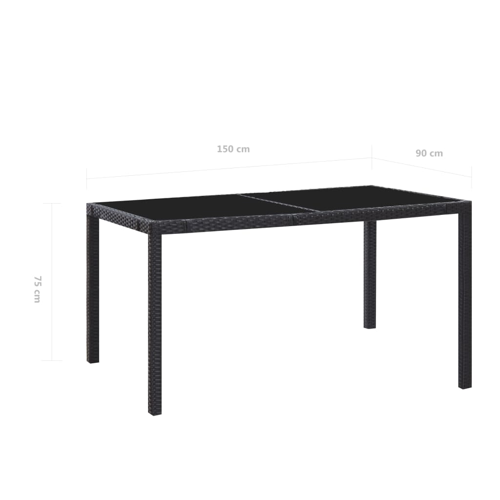 Ensemble à manger d'extérieur 7 pcs Résine tressée Noir - XIOS