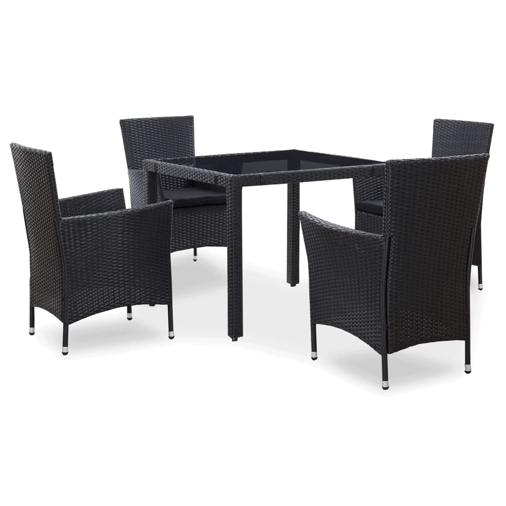 Ensemble à manger d'extérieur 5 pcs Résine tressée Noir - XIOS