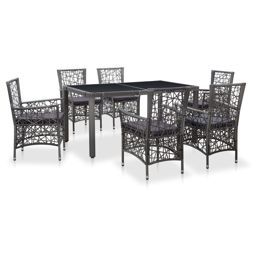 Ensemble à manger d'extérieur 7 pcs Résine tressée Gris - XIOS