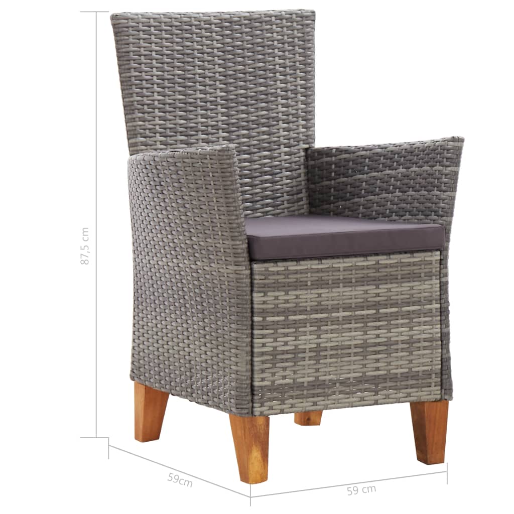 Mobilier à dîner 5 pcs résine tressée et bois d'acacia gris - XIOS