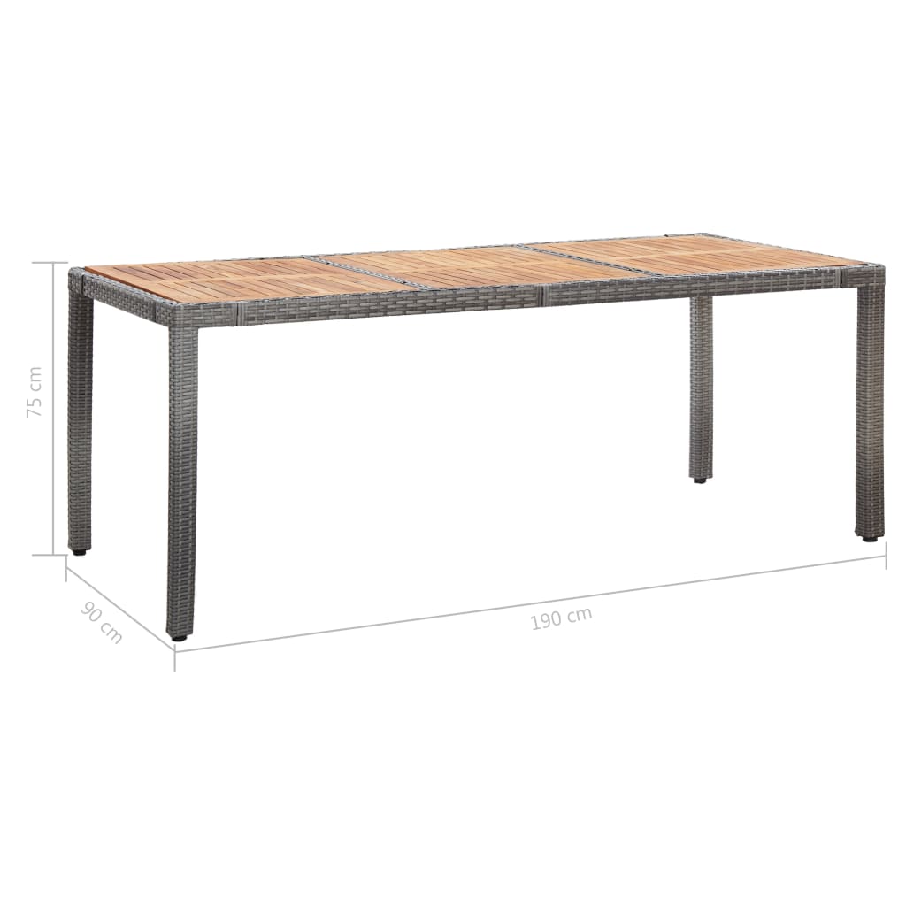 Ensemble à manger d'extérieur 9pcs coussins Résine tressée Gris - XIOS