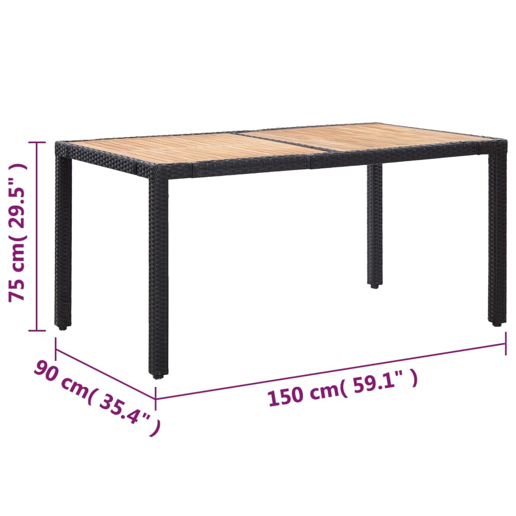 Ensemble à manger d'extérieur 7pcs coussins résine tressée noir - XIOS